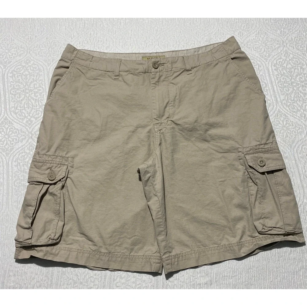 Sonoma Life Style Mens Cargo Shorts Size 36 Khaki Tan Cotton Utility Hiking Work